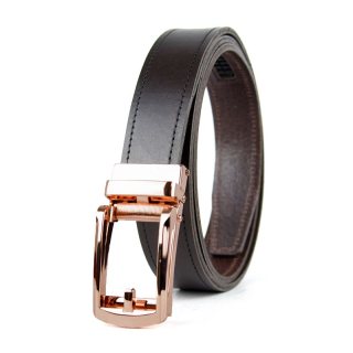 Opasok z pravej kože s automatickou prackou ROSE BELT - Tmavo hnedá