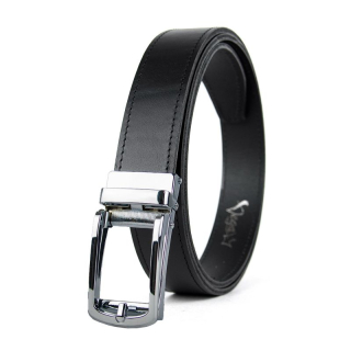 Opasok z pravej kože s automatickou prackou SILVER BELT - Čierna