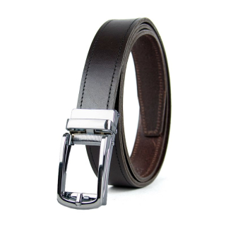 Opasok z pravej kože s automatickou prackou SILVER BELT - Tmavo hnedá