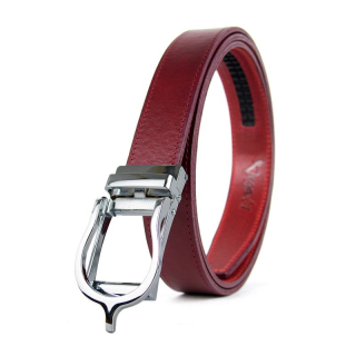 Opasok z pravej kože s automatickou prackou VIGNETTE - Bordová