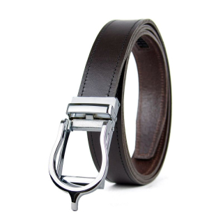 Opasok z pravej kože s automatickou prackou VIGNETTE - Tmavo hnedá