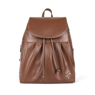 Módny kožený ruksak z pravej kože v Senape farbe