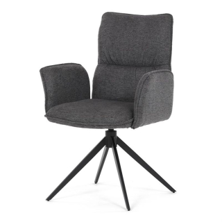 Elegantná jedálenská stolička sivá látka, 360 ° vratný mechanizmus