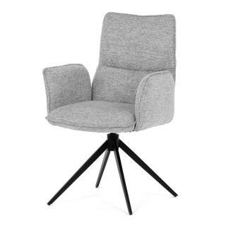 Elegantná jedálenská stolička strieborná látka, 360 ° vratný mechanizmus