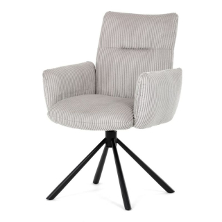 Jedálenská stolička, krémová menčestrová látka, 360 ° vratný mechanizmus
