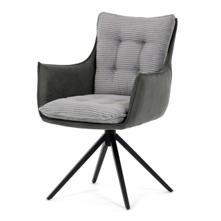 Jedálenská stolička, sivá látka s otočným vratným mechanizmom