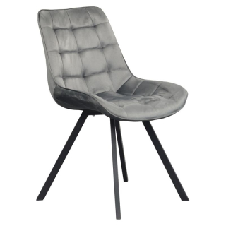 Štýlová jedálenská stolička tmavosivá Velvet látka-čierna