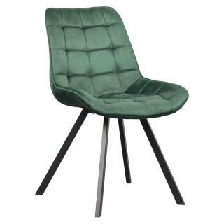 Štýlová jedálenská stolička tmavozelená Velvet látka-čierna