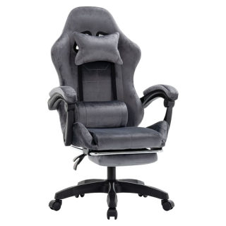 Elegantné kancelárske/herné kreslo s podnožou, sivá