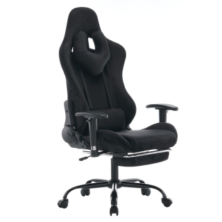 Elegantné kancelárske/herné kreslo s podnožou, čierna Velvet látka