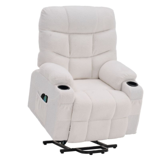 Masážne elektrické relaxačné polohovacie kreslo s podnožou biele