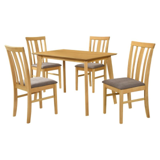 Jedálenský set z kaučukového dreva 1+4 v prevedení dub sonoma svetlý-tmavohnedá