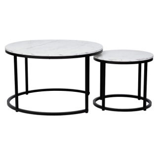 Minimalistický set 2 konferenčných stolíkov, biela-čierna