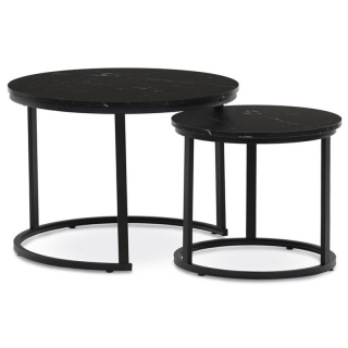 Stôl konferenčný okrúhly, set 2 ks, MDF doska, dekor čierny mramor