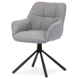 Jedálenská stolička svetlo sivá látka, otočný mechanizmus