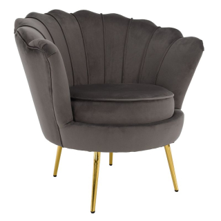 Kreslo v štýle Art-deco, sivohnedá Velvet látka-gold chróm zlatý