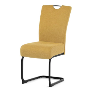 Stolička jedálenská, taštičkové pružiny, žltá látka, čierny kov
