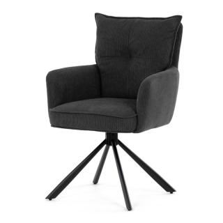 Komfortná jedálenská stolička s taštičkovými pružinami, sivá menčestrová látka