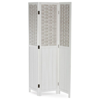 Trojdielny paraván z masívneho smrekového dreva biely