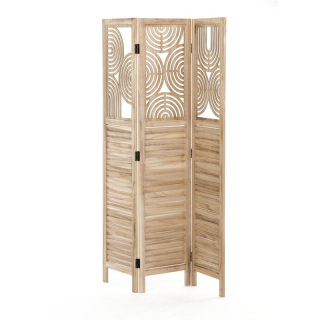 Trojdielny paraván z masívneho smreka v prírodnom odtieni