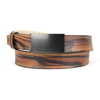Limitovaný ručne maľovaný kožený opasok s brzdovou prackou, 126 cm, typ07