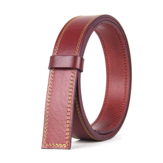 Kožený remeň pre opasky s brzdovou prackou, bordový, šírka 3,5 cm