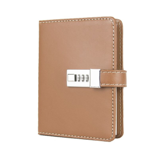 Kožený zápisník MIDDLE so zámkom, svetlo hnedý