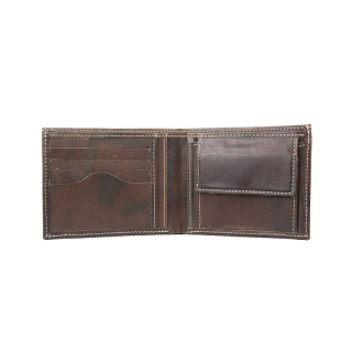 Kožená peňaženka z pravej kože, v tmavo hnedej farbe, ručne natieraná