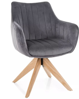 Stolička jedálenská s výnimočným dizajnom, dub-sivá vevlet 14