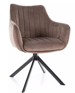 Otočná jedálenská stolička s lakťovými opierkami čierna-cappuccino bluvel 38