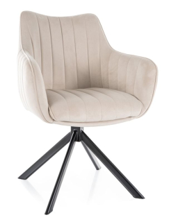 Otočná jedálenská stolička s lakťovými opierkami čierna-svetlobéžová bluvel 30