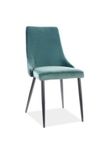 Jedálenská stolička s tvarovaným operadlom, čierny mat-zelená bluvel 78