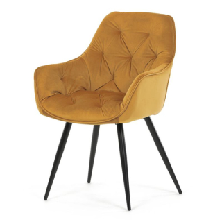 Exkluzívna stolička, žltá zamatová látka