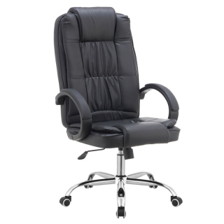 Kancelárske kreslo čierne z ekokože s hojdacou funkciou