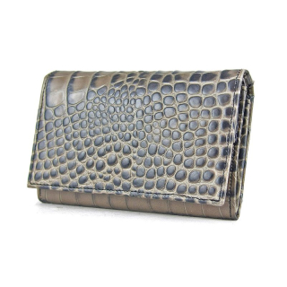Dámska luxusná kožená peňaženka so vzorom krokodílej kože, šedá