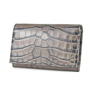 Dámska luxusná kožená peňaženka so vzorom krokodílej kože, šedá2
