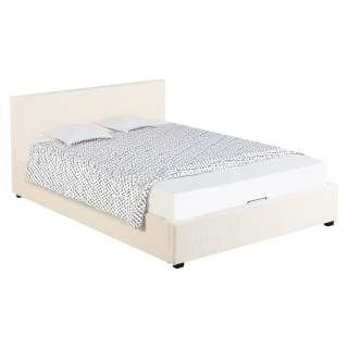 Manželská posteľ s roštom, 180x200 cm, biela Bouclé