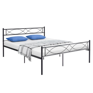Kovová posteľ s roštom 180x200 cm, čierna