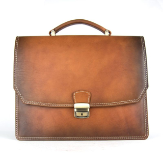 Luxusná kožená aktovka z pravej kože ručne tamponovaná v Cigaro farbe