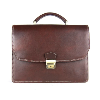 Kožená aktovka z pravej kože 7378 v tmavohnedej farbe