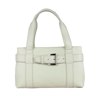 Dámska kožená kabelka v krémovej farbe