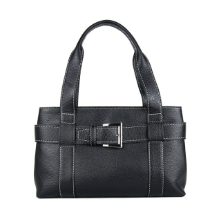 Dámska kožená kabelka v čiernej farbe