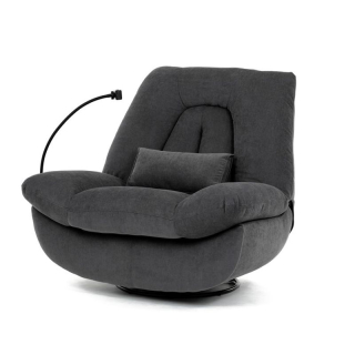 TV kreslo s elektrickým polohovaním, zabudované ovládanie, rotácia do 240 stupňov, sivé