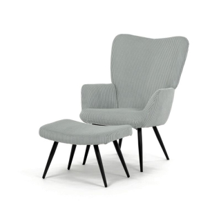 Relaxačné kreslo s podnožkou – modrý menčester