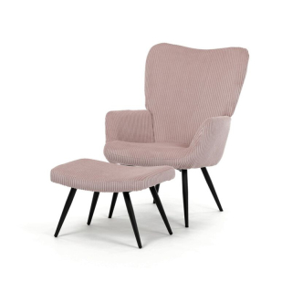 Relaxačné kreslo s podnožkou – ružový menčester
