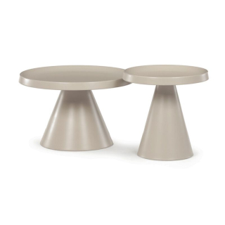 Sada dvoch konferenčných stolov z kovu – béžová