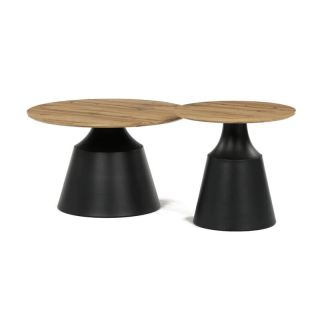 Sada dvoch konferenčných stolov doska z MDF, kovová podnož, dub-čierna