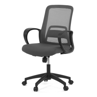 Praktická kancelárska stolička v kombinácii sivej sieťoviny a čierneho plastu
