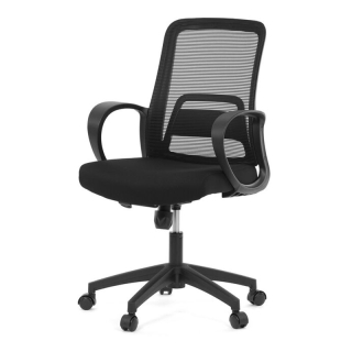 Praktická kancelárska stolička v kombinácii čiernej sieťoviny a plastu