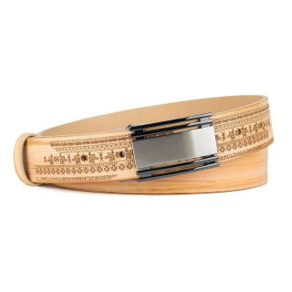 Maľovaný a gravírovaný kožený opasok – Čičmany, 140 cm, Limitovaná edícia 07